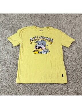 Billabong Yellow Graphic Skull and Rat T-Shirt Size M